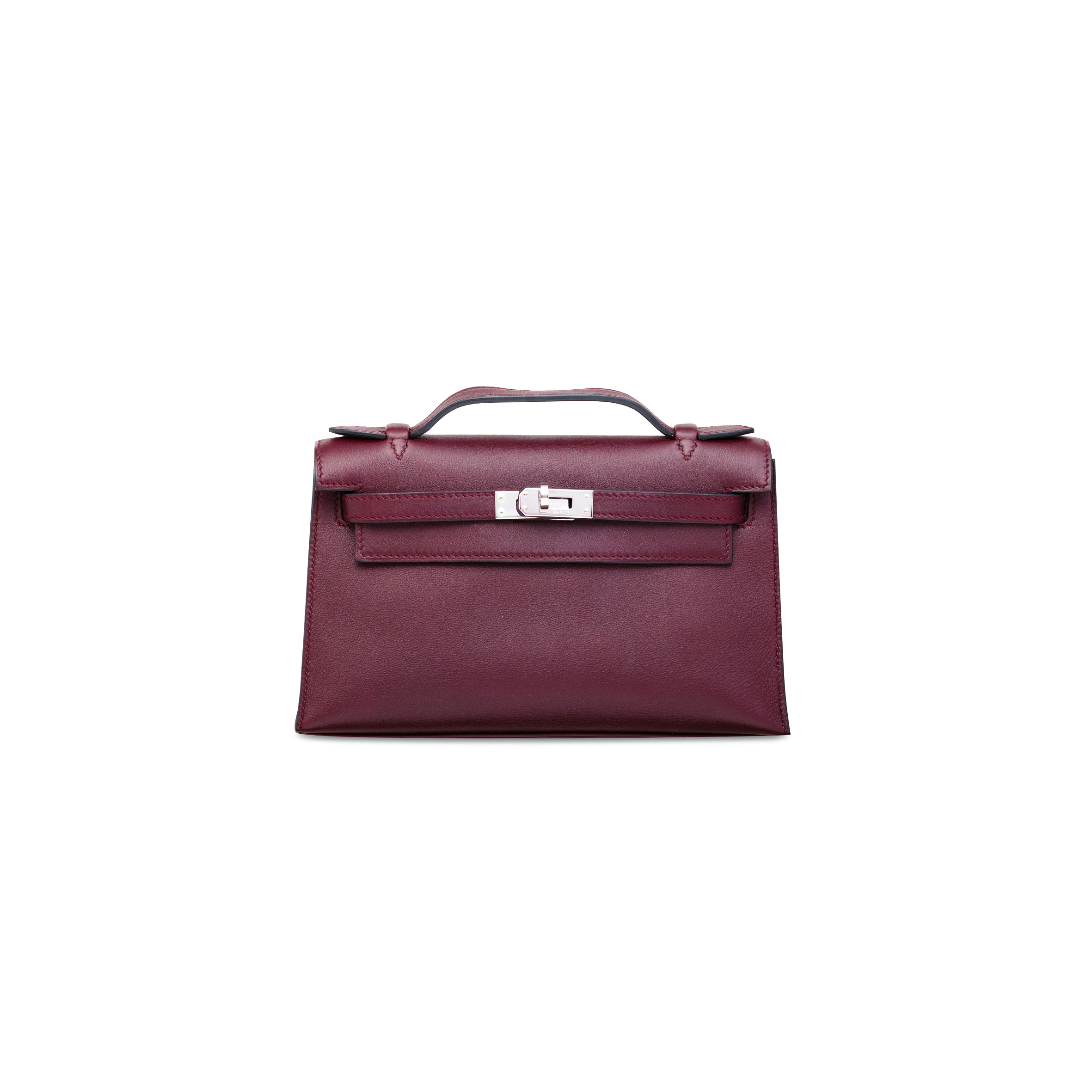 HERMÈS SWIFT LEATHER KELLY POCHETTE WITH PALLADIUM HARDWARE (22*14*7cm) 